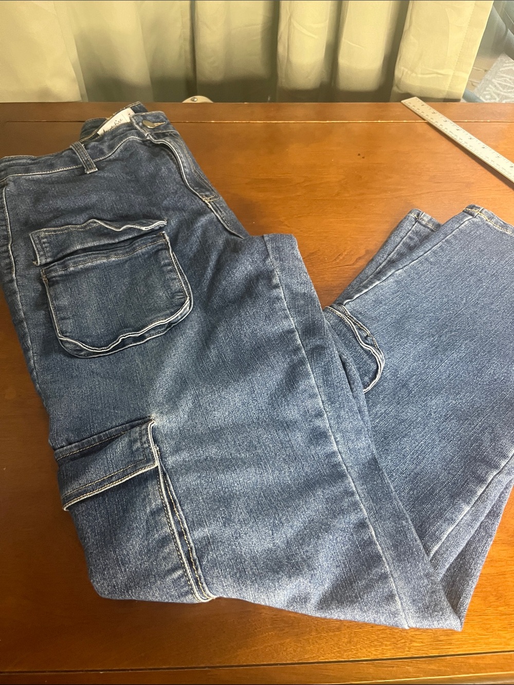 love, Fire Relaxed Fit Cargo Blue Denim Jeans Size 7